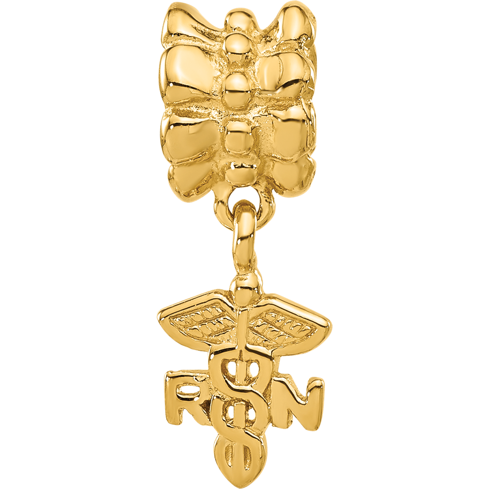 Sterling Silver Reflections Gold-plated RN Nurse Dangle Bead