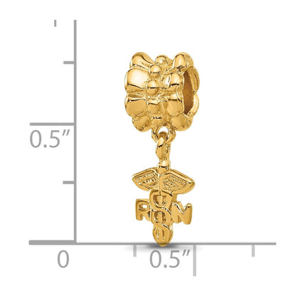 Sterling Silver Reflections Gold-plated RN Nurse Dangle Bead