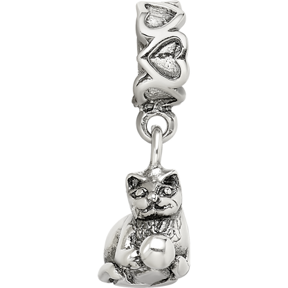 Sterling Silver Reflections Kitten with Ball Dangle Bead