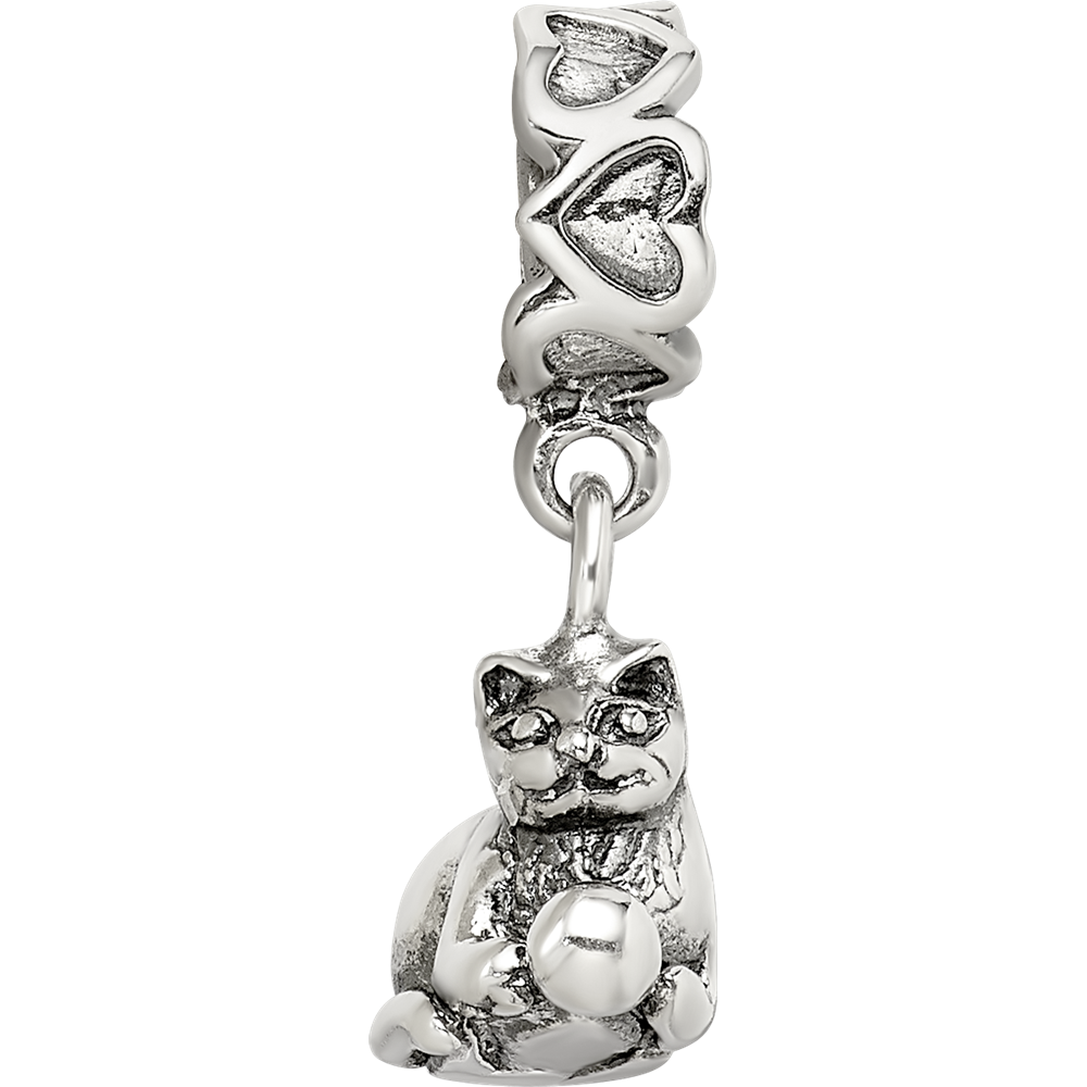 Sterling Silver Reflections Kitten with Ball Dangle Bead
