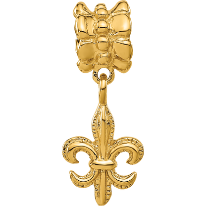 Sterling Silver Reflections Gold-plated Fleur De Lis Dangle Bead
