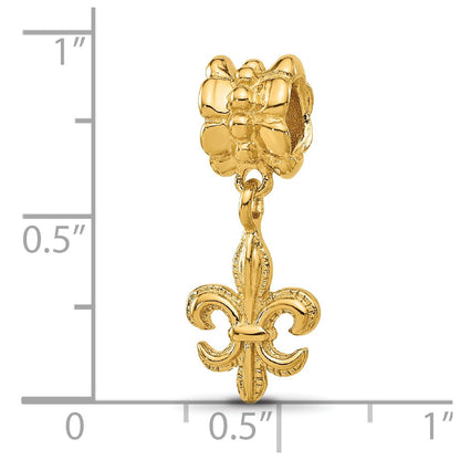 Sterling Silver Reflections Gold-plated Fleur De Lis Dangle Bead
