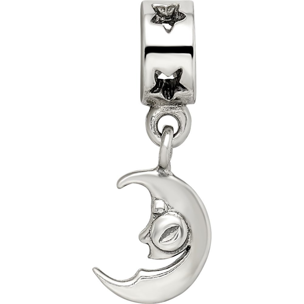Sterling Silver Reflections Crescent Moon Dangle Bead