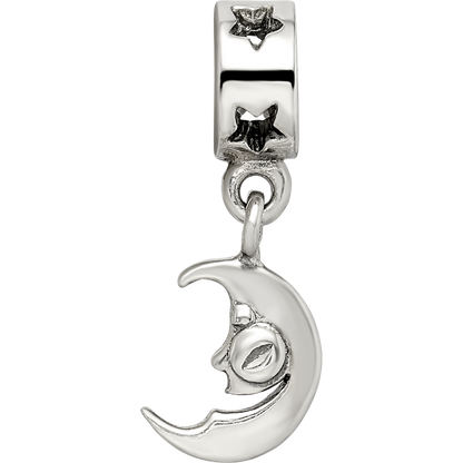 Sterling Silver Reflections Crescent Moon Dangle Bead