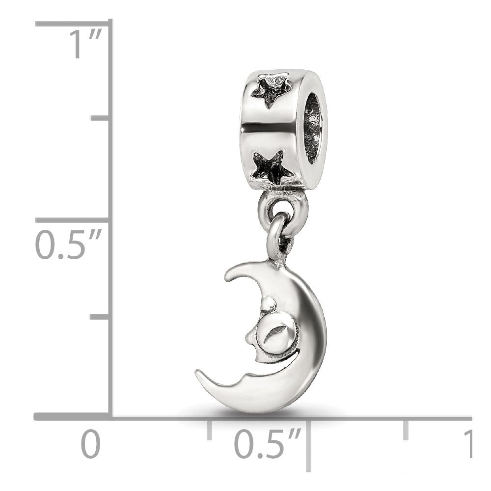 Sterling Silver Reflections Crescent Moon Dangle Bead