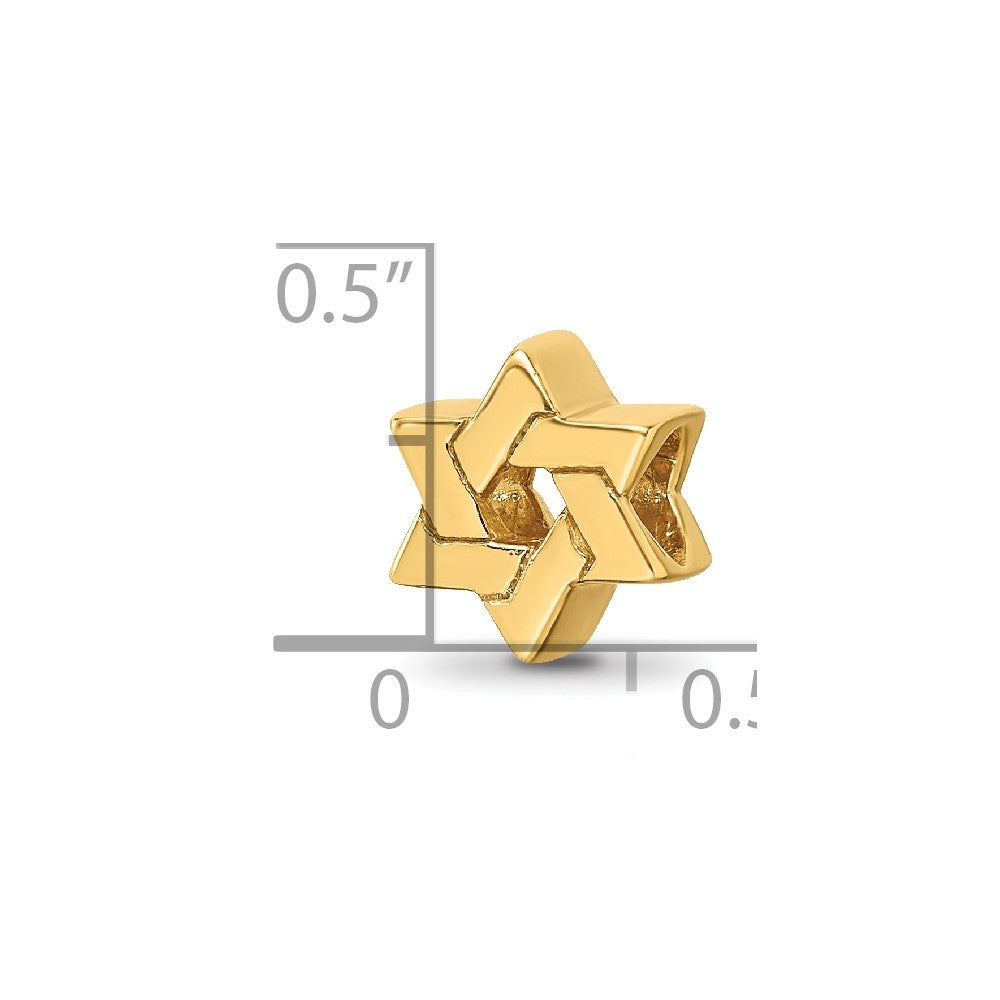 Sterling Silver Gold-plated Reflections Star of David Bead