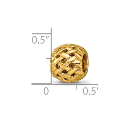 Sterling Silver Gold-plated Reflections Basketweave Bali Bead
