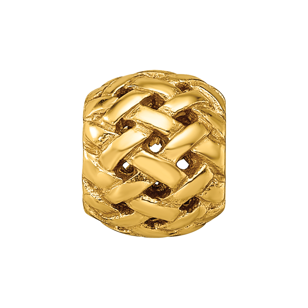Sterling Silver Gold-plated Reflections Basketweave Bali Bead