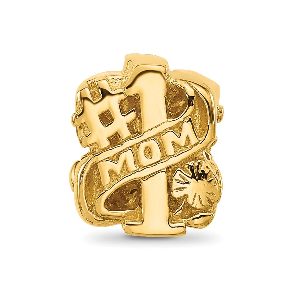Sterling Silver Reflections Gold-plated Number 1 Mom Floral Bead
