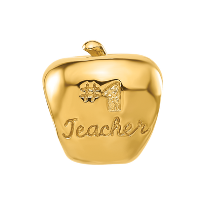 Sterling Silver Reflections Gold-plated Number 1 Teacher Apple Bead