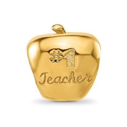 Sterling Silver Reflections Gold-plated Number 1 Teacher Apple Bead