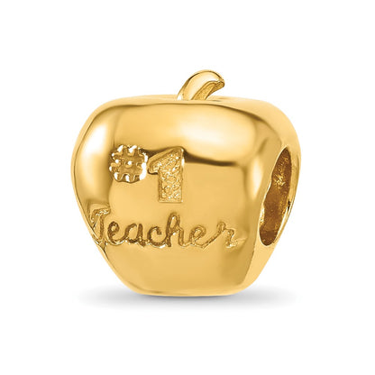 Sterling Silver Reflections Gold-plated Number 1 Teacher Apple Bead