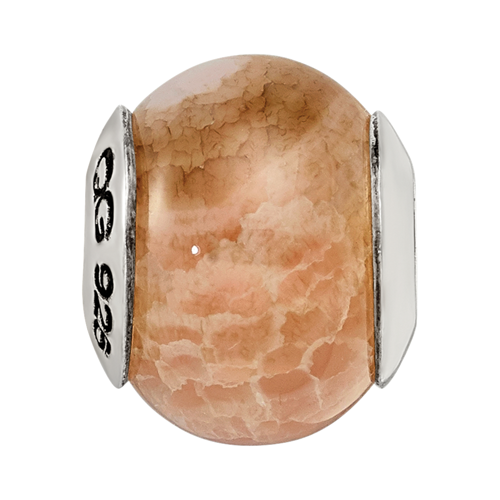 Sterling Silver Reflections Peach Cracked Agate Stone Bead