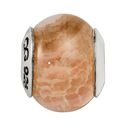 Sterling Silver Reflections Peach Cracked Agate Stone Bead