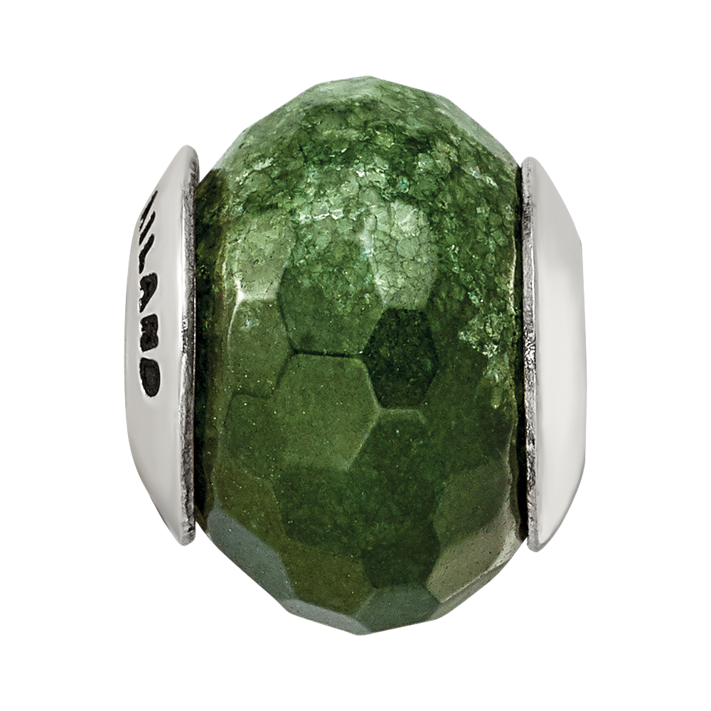 Sterling Silver Reflections Dark Green Quartz Stone Bead