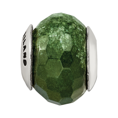 Sterling Silver Reflections Dark Green Quartz Stone Bead