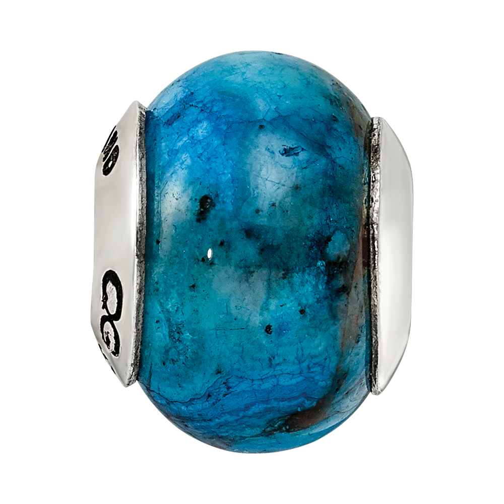 Sterling Silver Reflections Blue Crazy Lace Agate Stone Bead