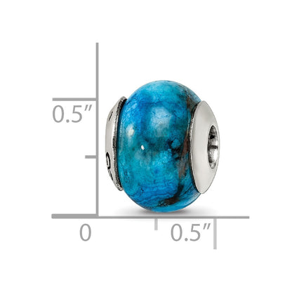 Sterling Silver Reflections Blue Crazy Lace Agate Stone Bead