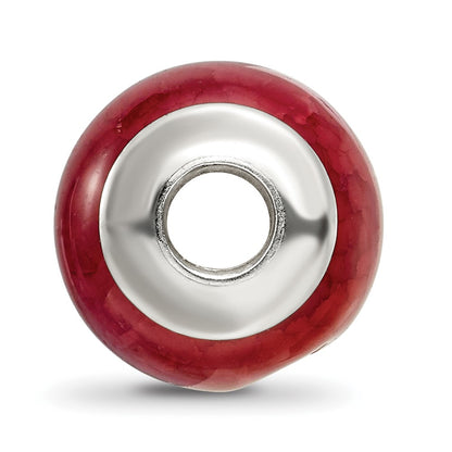 Sterling Silver Reflections Fuschia Cracked Agate Stone Bead