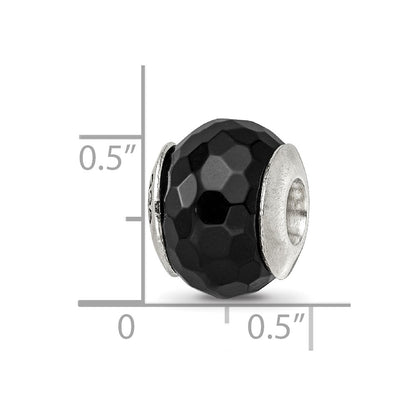 Sterling Silver Reflections Black Agate Stone Bead