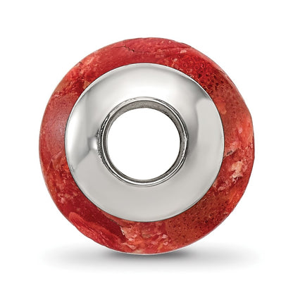 Sterling Silver Reflections Bamboo Coral Stone Bead