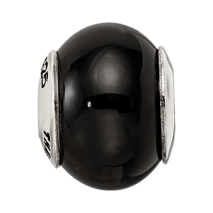 Sterling Silver Reflections Black Agate Stone Bead