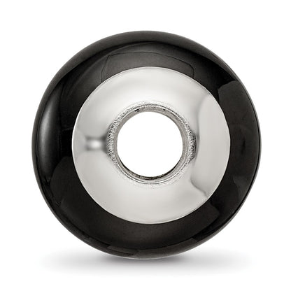 Sterling Silver Reflections Black Agate Stone Bead