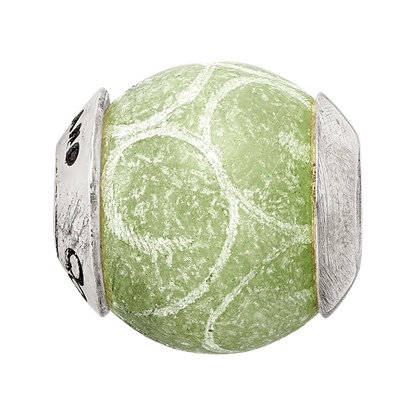 Sterling Silver Reflections Etched Jade Stone Bead