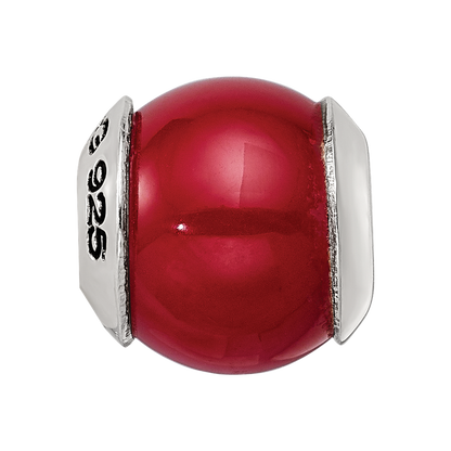 Sterling Silver Reflections Red Quartz Stone Bead