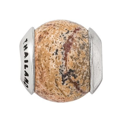 Sterling Silver Reflections Picture Jasper Stone Bead