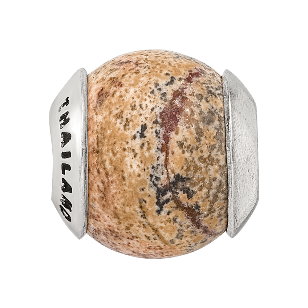 Sterling Silver Reflections Picture Jasper Stone Bead