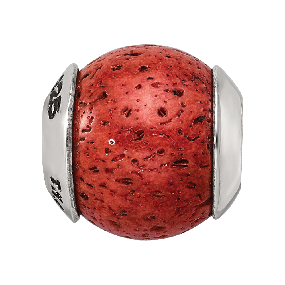 Sterling Silver Reflections Coral Stone Bead