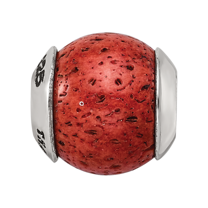 Sterling Silver Reflections Coral Stone Bead