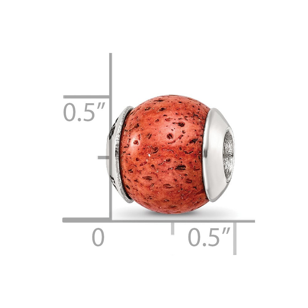 Sterling Silver Reflections Coral Stone Bead