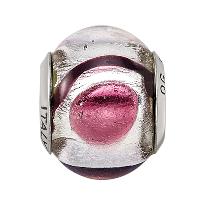 Sterling Silver Reflections White/Lavender/Blck Italian Murano Bead