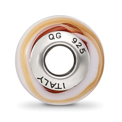 Sterling Silver Reflections Carmel/White Italian Murano Bead