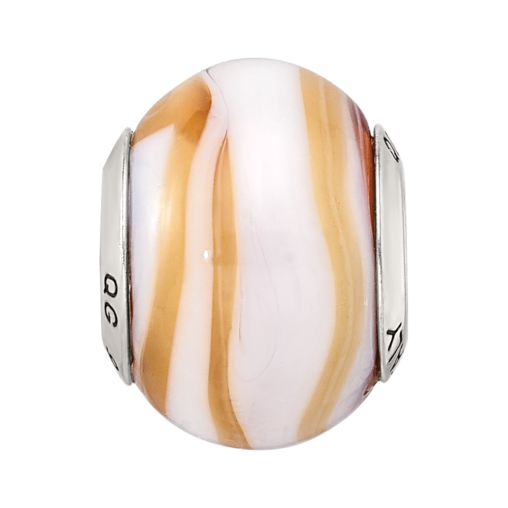 Sterling Silver Reflections Carmel/White Italian Murano Bead