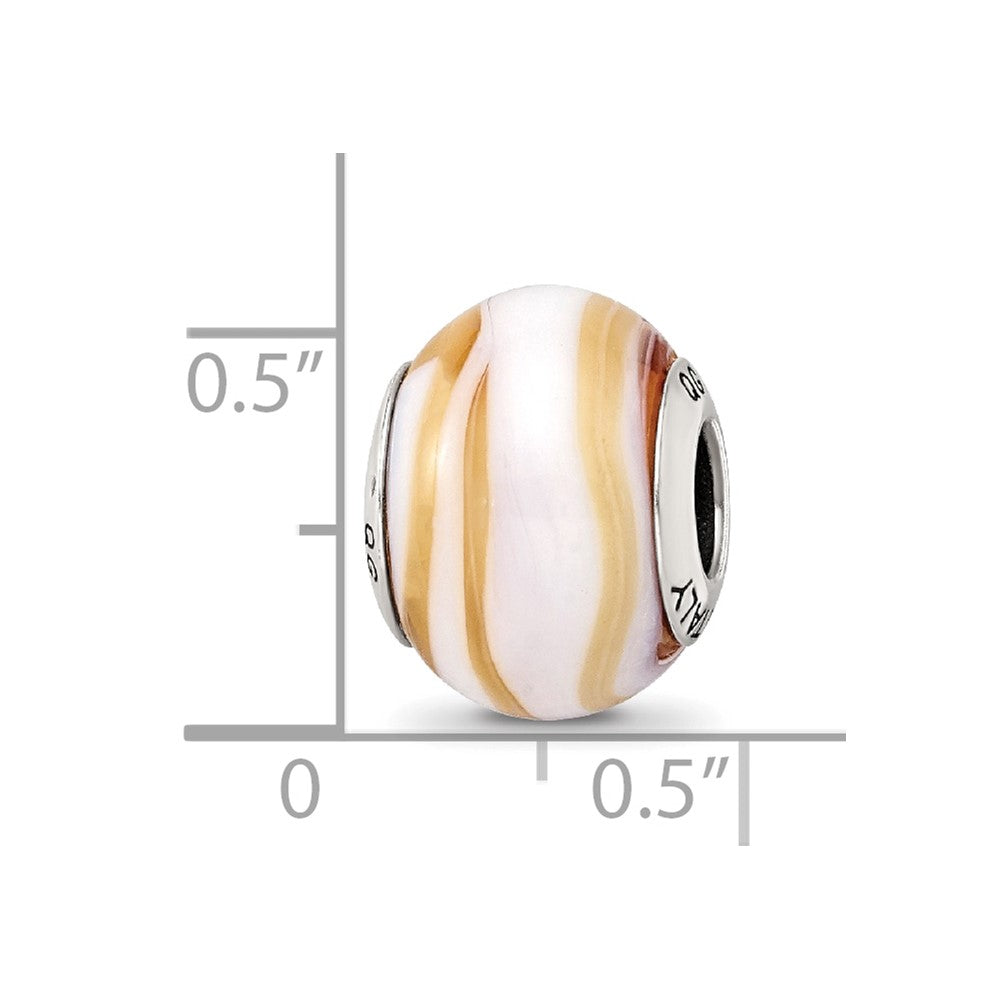 Sterling Silver Reflections Carmel/White Italian Murano Bead