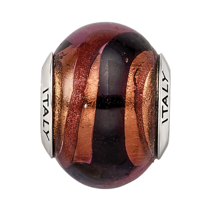 Sterling Silver Reflections Copper/Black Italian Murano Bead