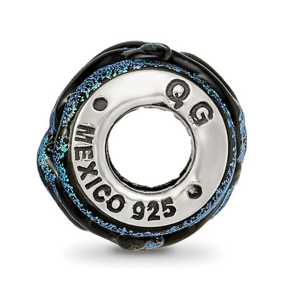 Sterling Silver Reflections Blue Dichroic Glass Bead