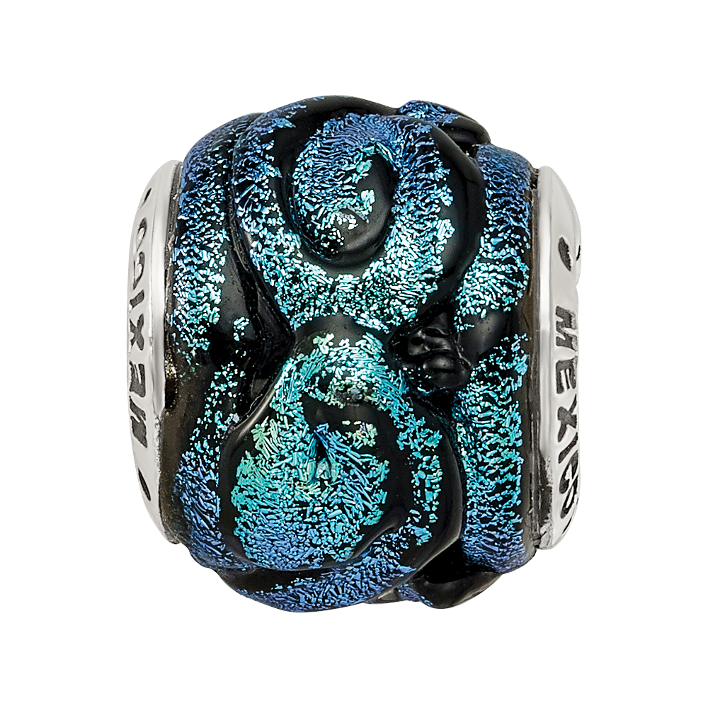 Sterling Silver Reflections Blue Dichroic Glass Bead