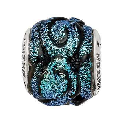 Sterling Silver Reflections Blue Dichroic Glass Bead