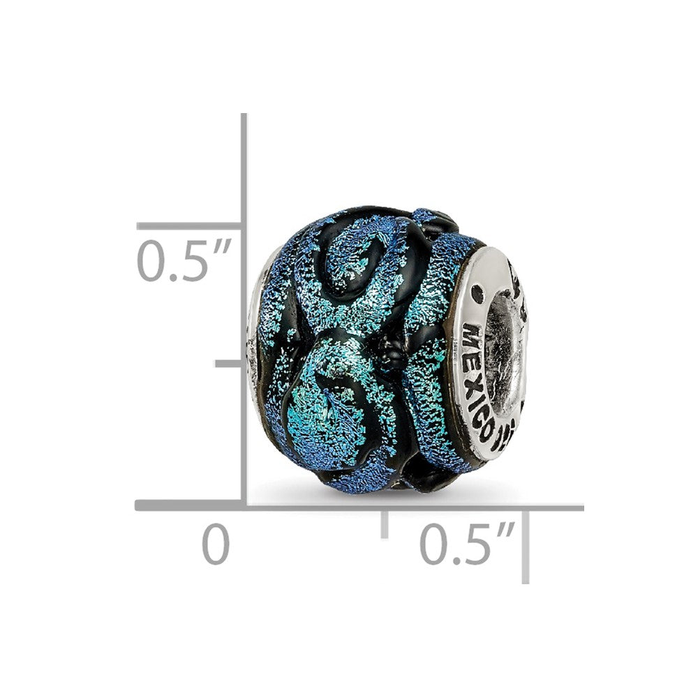 Sterling Silver Reflections Blue Dichroic Glass Bead