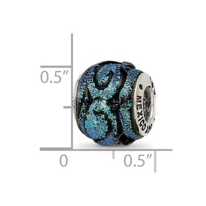 Sterling Silver Reflections Blue Dichroic Glass Bead