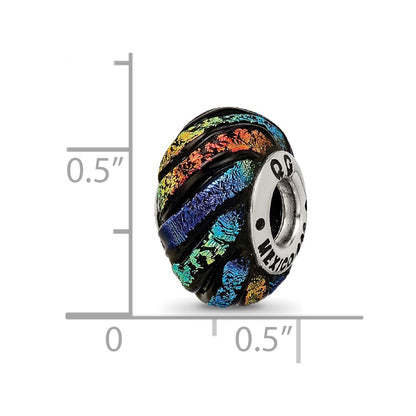 Sterling Silver Reflections Rainbow Swirl Dichroic Glass Bead