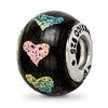 Sterling Silver Reflections Pink/Purple Hearts Dichroic Glass Bead