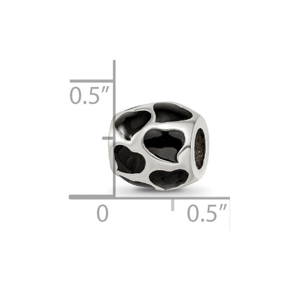 Sterling Silver Reflections Black Enameled Hearts Bead