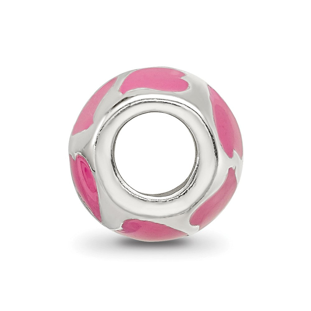 Sterling Silver Reflections Pink Enameled Hearts Bead