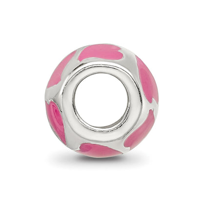 Sterling Silver Reflections Pink Enameled Hearts Bead