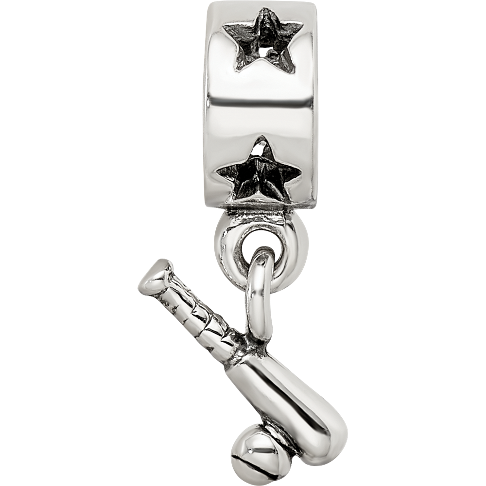 Sterling Silver Reflections Baseball Bat & Ball Dangle Bead